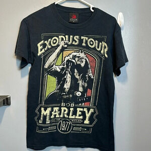 exodus tour bob marley and the wailers 1977 size small zion footwear short sleev